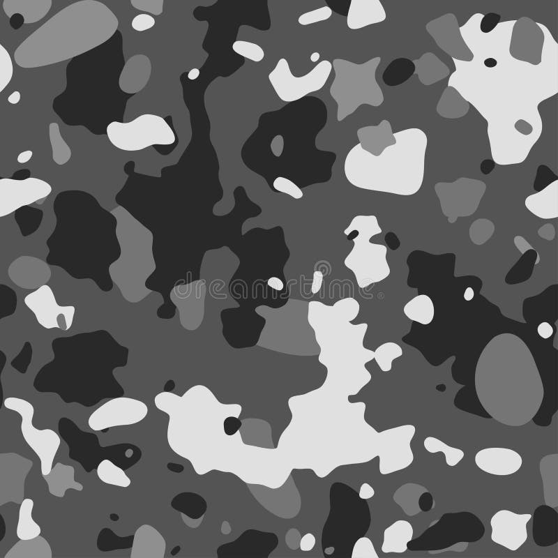 Fundo do teste padrão da camuflagem Textura militar sem emenda preto e branco cinzento ilustração do vetor Fundo do teste padrão da camuflagem Textura militar sem emenda preto e branco cinzento ilustração do vetor