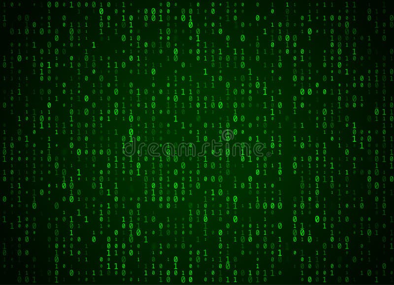 Fundo do verde do código binário do vetor Dados grandes e corte de programação, descriptografia profunda e criptografia, computad