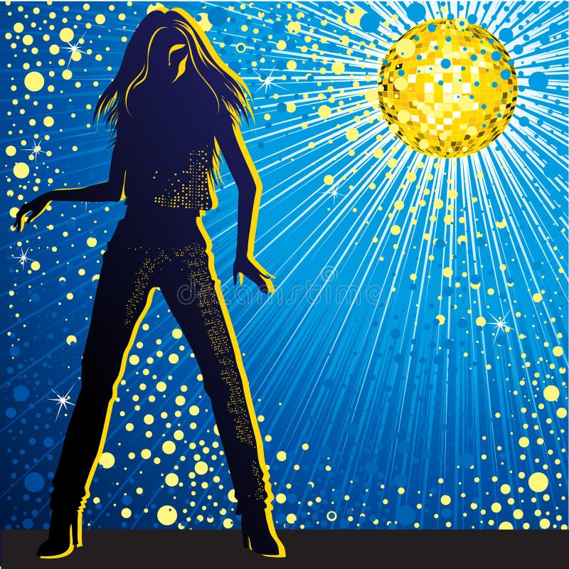 Fundo do vetor com dança da menina no night-club ilustração royalty free Fundo do vetor com dança da menina no night-club ilustração royalty free