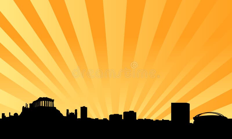 Fundo do vetor da skyline de Atenas ilustração royalty free Fundo do vetor da skyline de Atenas ilustração royalty free