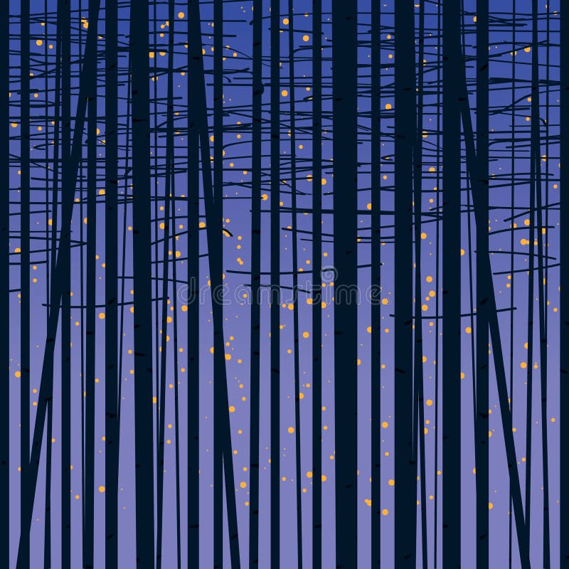 Fundo do vetor do bosque do vidoeiro contra o céu escuro ilustração do vetor Fundo do vetor do bosque do vidoeiro contra o céu escuro ilustração do vetor