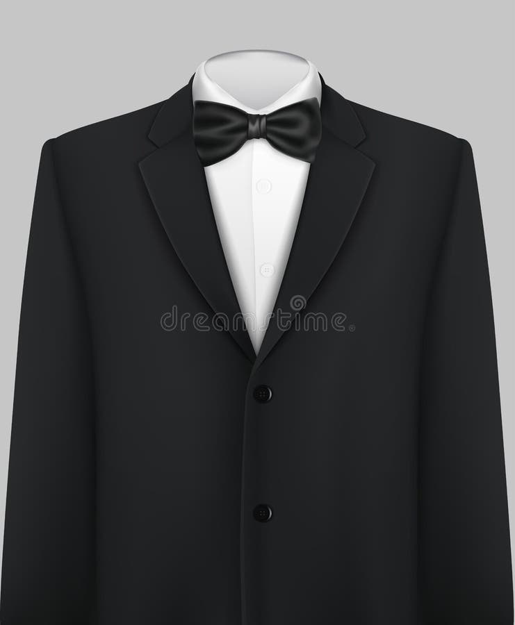 Terno Preto Realístico Do Vetor Terno Elegante Do Smoking Dos Homens 3D  Photorealistic Com Laço Ilustração do Vetor - Ilustração de forma,  revestimento: 99988762