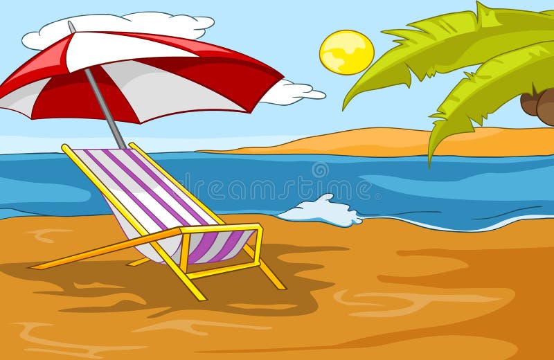 Fundo dos desenhos animados da praia e do mar tropicais ilustração stock Fundo dos desenhos animados da praia e do mar tropicais ilustração stock