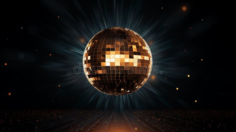 Fundo escuro com uma bola de disco no centro, um gerador de ai ilustração do vetor