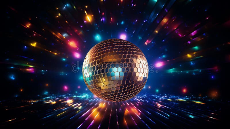 Fundo escuro com uma bola de disco no centro, um gerador de ai ilustração do vetor