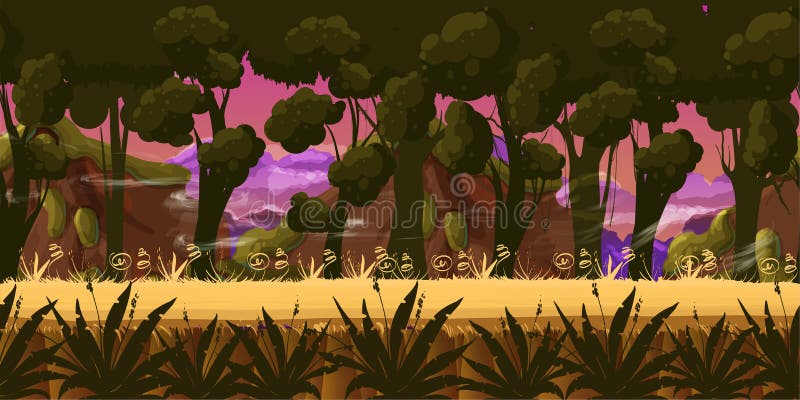 Fundo Do Jogo Da Floresta Para A Aplicação Do Jogo 2d. Royalty Free SVG,  Cliparts, Vetores, e Ilustrações Stock. Image 55944635