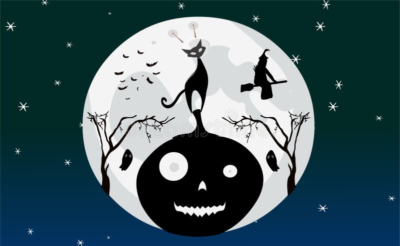 Ilustração Do Vetor Assustador Halloween Desenhos Do Gato-do-mato
