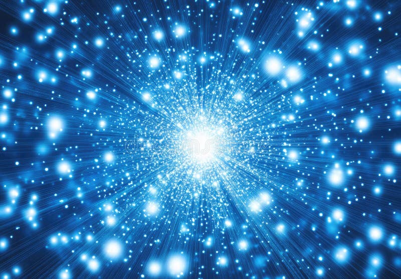 Fundo Abstrato Deslumbrante com Explosão de Luz Azul e Brilhos ilustração royalty free