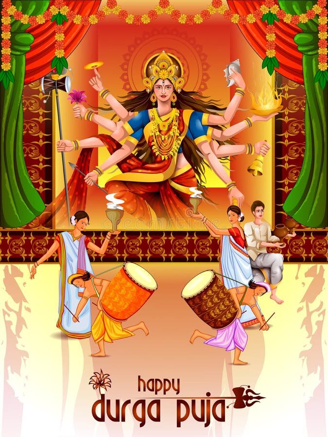 Fundo feliz do feriado do festival de Durga Puja India ilustração stock Fundo feliz do feriado do festival de Durga Puja India ilustração stock
