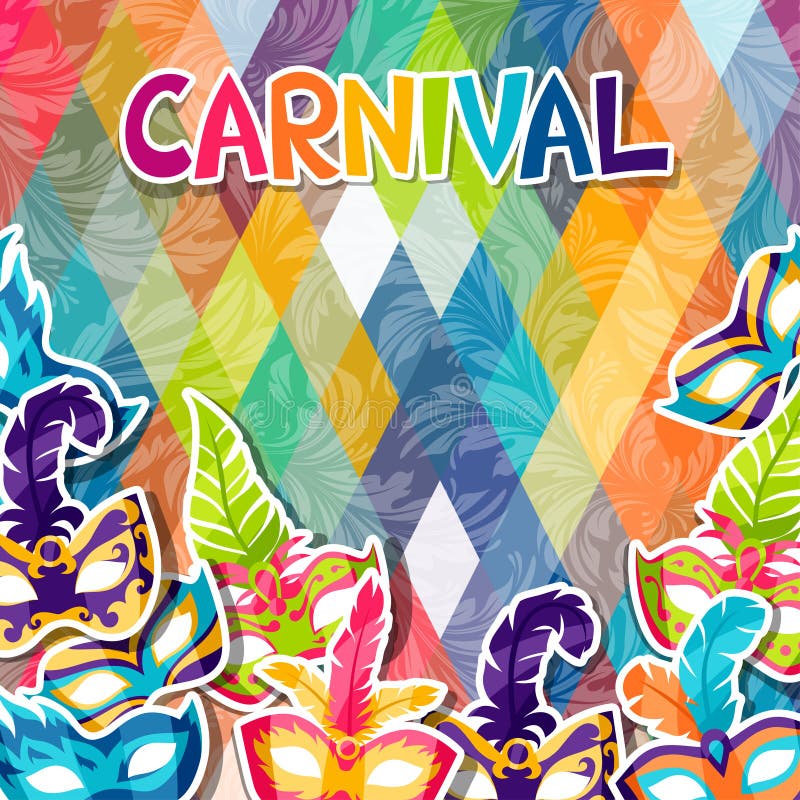 Fundo festivo da celebração com máscaras do carnaval ilustração stock Fundo festivo da celebração com máscaras do carnaval ilustração stock