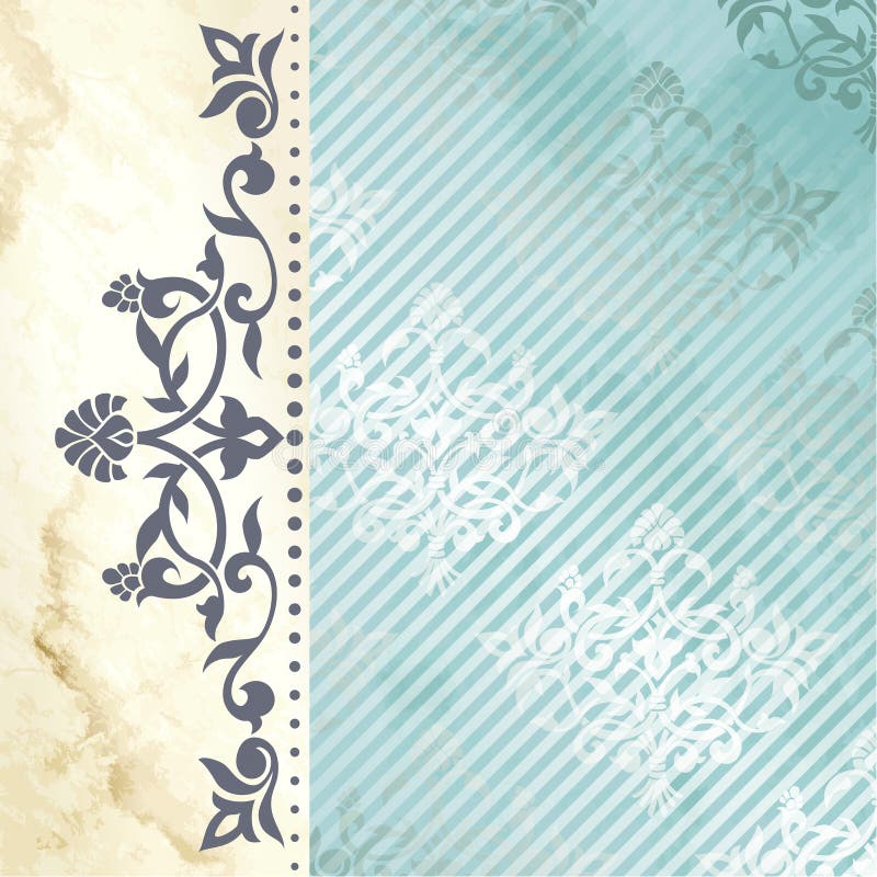 Fundo floral do arabesque no azul e no ouro ilustração do vetor Fundo floral do arabesque no azul e no ouro ilustração do vetor