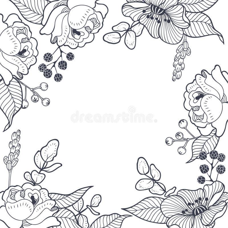 Fundo floral do vintage Illustrat botânico tirado mão do vetor ilustração do vetor Fundo floral do vintage Illustrat botânico tirado mão do vetor ilustração do vetor