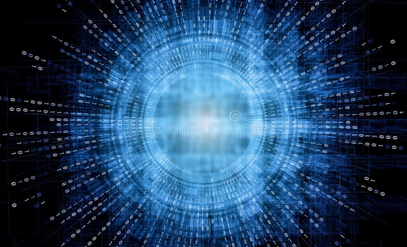 Fundo futurista da tecnologia de sistema digital do sumário, relação de HUD do código binário da matriz no fundo do ilustração royalty free Fundo futurista da tecnologia de sistema digital do sumário, relação de HUD do código binário da matriz no fundo do ilustração royalty free
