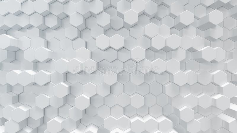 fundo geométrico branco do sumário do hexágono da ilustração 3D Teste padrão de superfície do hexágono, favo de mel sextavado fundo geométrico branco do sumário do hexágono da ilustração 3D Teste padrão de superfície do hexágono, favo de mel sextavado