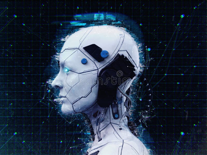 Fundo Humanoid da inteligência artificial da menina do robô - 3d renderlpaper-3D para render ilustração do vetor Fundo Humanoid da inteligência artificial da menina do robô - 3d renderlpaper-3D para render ilustração do vetor