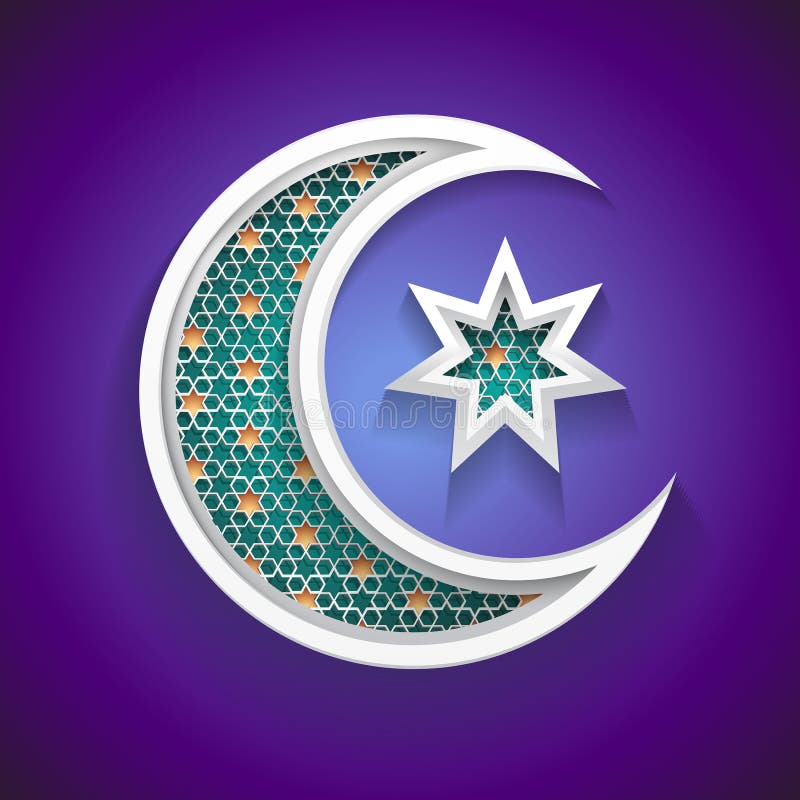 Fundo islâmico para ramadan - ícone crescente da lua 3d e da estrela ilustração royalty free Fundo islâmico para ramadan - ícone crescente da lua 3d e da estrela ilustração royalty free