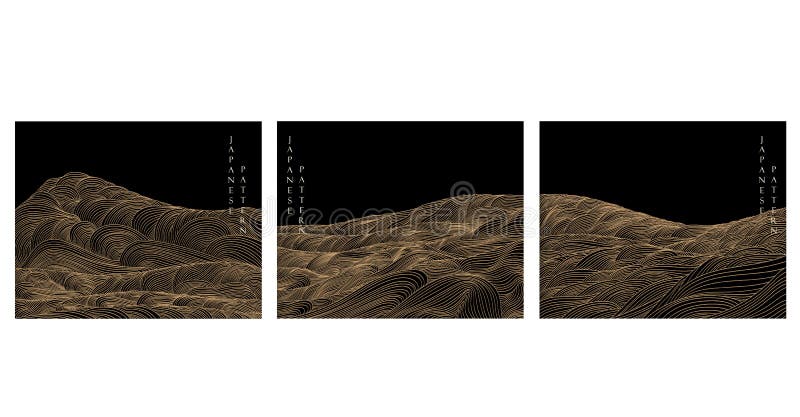 Japanese background with line wave pattern vector. Abstract banner. Mountain layout design oriental style. Japanese background with line wave pattern vector. Abstract banner. Mountain layout design oriental style