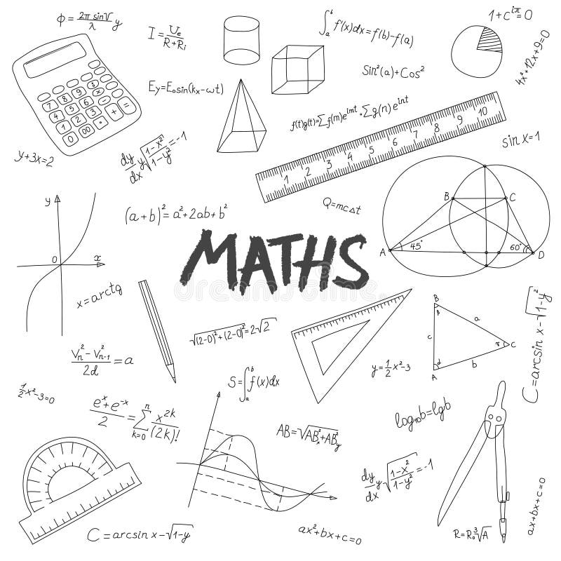 Notação Matemática Abstrata E Números Matemáticos Contêm a Palavra De Volta  à Escola Um Conceito Para a Abertura Do Novo Ilustração Stock - Ilustração  de classe, bandeira: 220125667