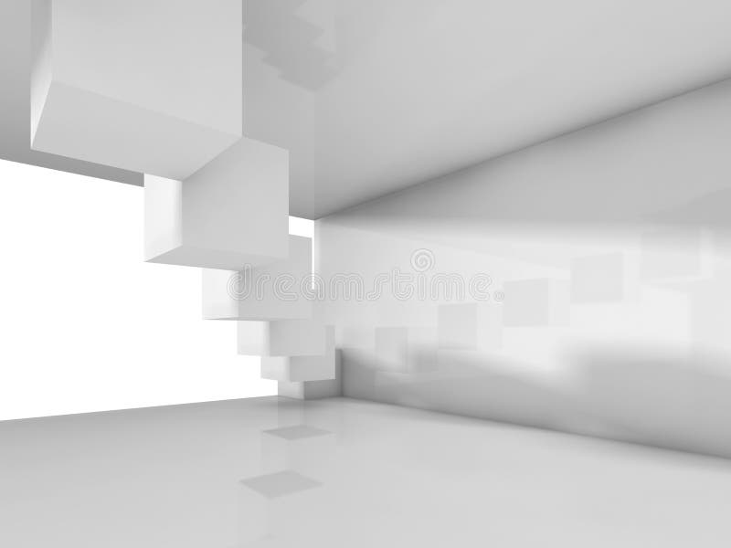 Fundo moderno branco vazio da arquitetura, 3d ilustração royalty free