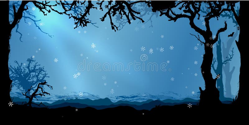 Fundo mágico do vetor da floresta do inverno ilustração royalty free Fundo mágico do vetor da floresta do inverno ilustração royalty free