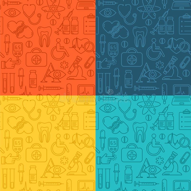 Fundo médico sem emenda com linha ícones do estilo no branco A medicina e a saúde projetam o teste padrão com símbolos lineares m ilustração royalty free Fundo médico sem emenda com linha ícones do estilo no branco A medicina e a saúde projetam o teste padrão com símbolos lineares m ilustração royalty free