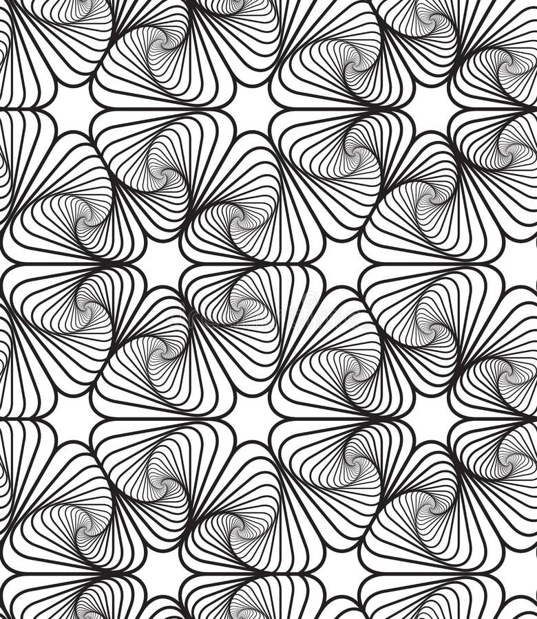 Black and White Op Art Design, Vector Seamless Pattern Background, Lines Only. Black and White Op Art Design, Vector Seamless Pattern Background, Lines Only.
