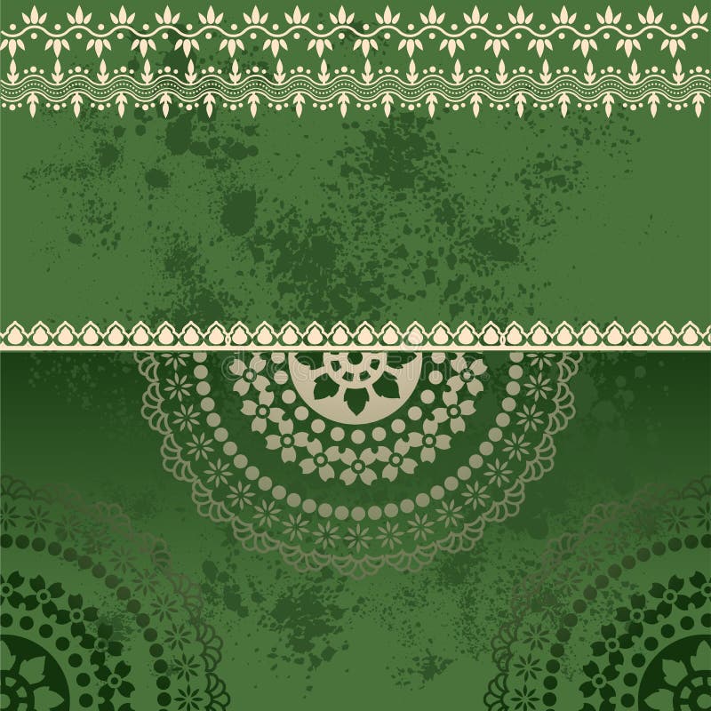Fundo de mandala henna oriental verde grunge ilustração royalty free