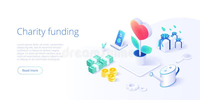 Charity fund or care in isometric vector concept. Volunteer community or donation metaphor illustration. Web banner layout for people help or support. Charity fund or care in isometric vector concept. Volunteer community or donation metaphor illustration. Web banner layout for people help or support