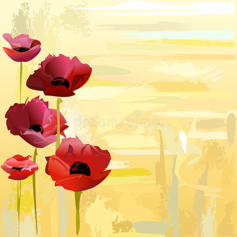 Fundo pintado das papoilas ilustração royalty free Fundo pintado das papoilas ilustração royalty free