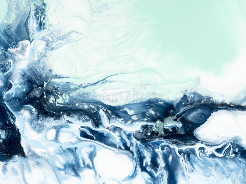 Fundo pintado à mão abstrato criativo azul e verde, textura de mármore, oceano abstrato ilustração royalty free Fundo pintado à mão abstrato criativo azul e verde, textura de mármore, oceano abstrato ilustração royalty free