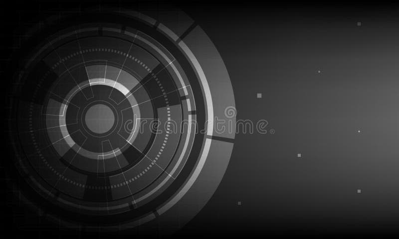 Fundo preto abstrato da tecnologia digital do círculo, fundo futurista do conceito dos elementos da estrutura ilustração do vetor Fundo preto abstrato da tecnologia digital do círculo, fundo futurista do conceito dos elementos da estrutura ilustração do vetor