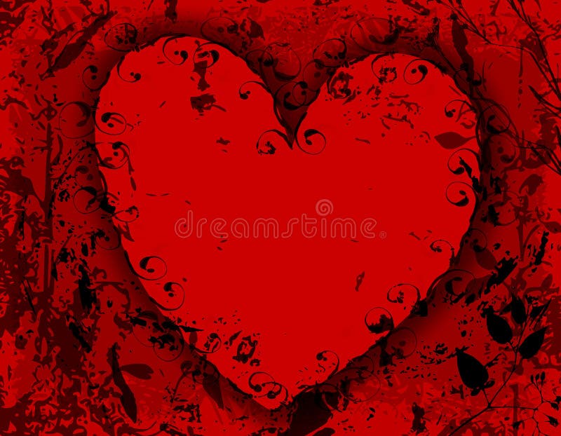 Fundo preto vermelho do coração de Grunge ilustração do vetor Fundo preto vermelho do coração de Grunge ilustração do vetor