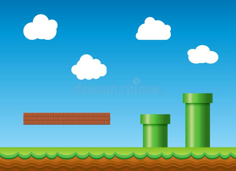 Fundo retro velho do jogo de vídeo Cenário retro clássico do projeto de jogo do estilo Fundo retro velho do jogo de vídeo Cenário retro clássico do projeto de jogo do estilo