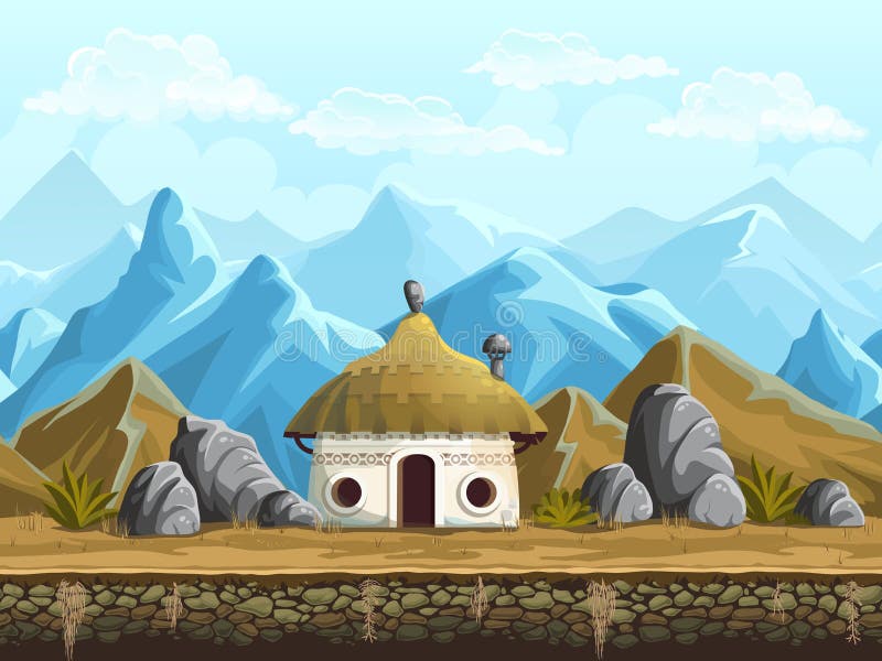 Fundo sem emenda da cabana nas montanhas ilustração stock Fundo sem emenda da cabana nas montanhas ilustração stock