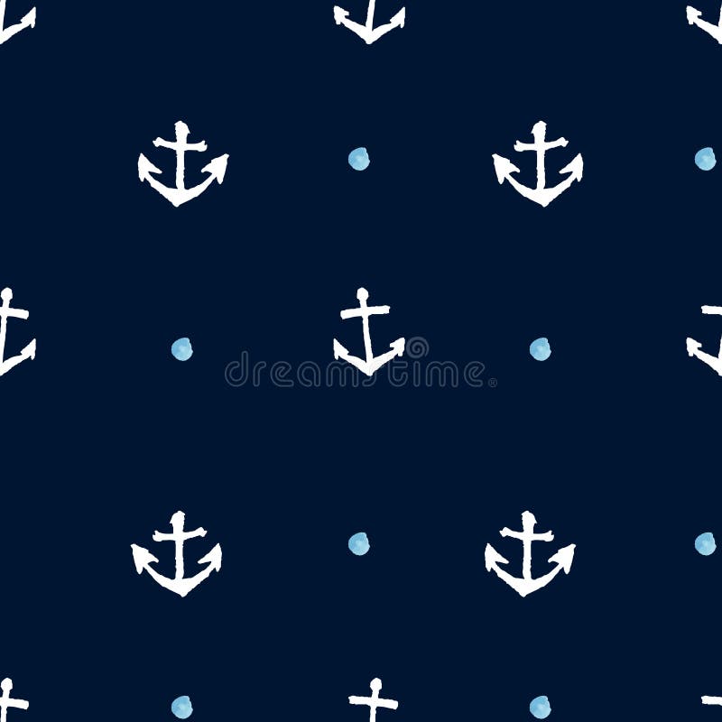 Fundo sem emenda da âncora da marinha escura Textura tirada mão do vetor ilustração stock Fundo sem emenda da âncora da marinha escura Textura tirada mão do vetor ilustração stock