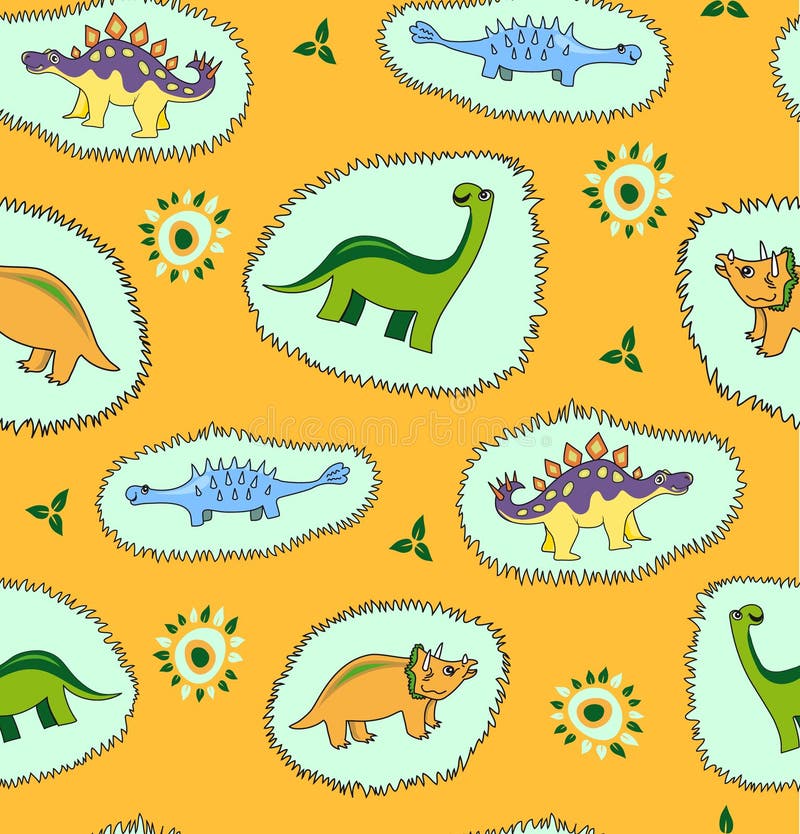 Padrão contínuo de dinossauros ilustração stock