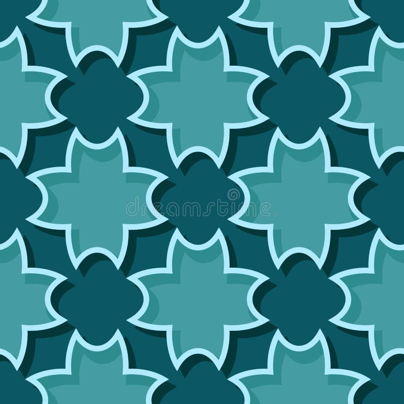 Fundo sem emenda do verde azul com elementos 3d florais ilustração stock Fundo sem emenda do verde azul com elementos 3d florais ilustração stock