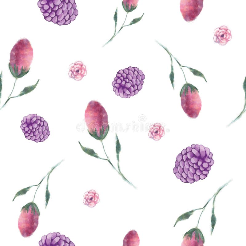 Fundo sem emenda do vetor de Berry Buds Floral Repeat Pattern ilustração stock Fundo sem emenda do vetor de Berry Buds Floral Repeat Pattern ilustração stock
