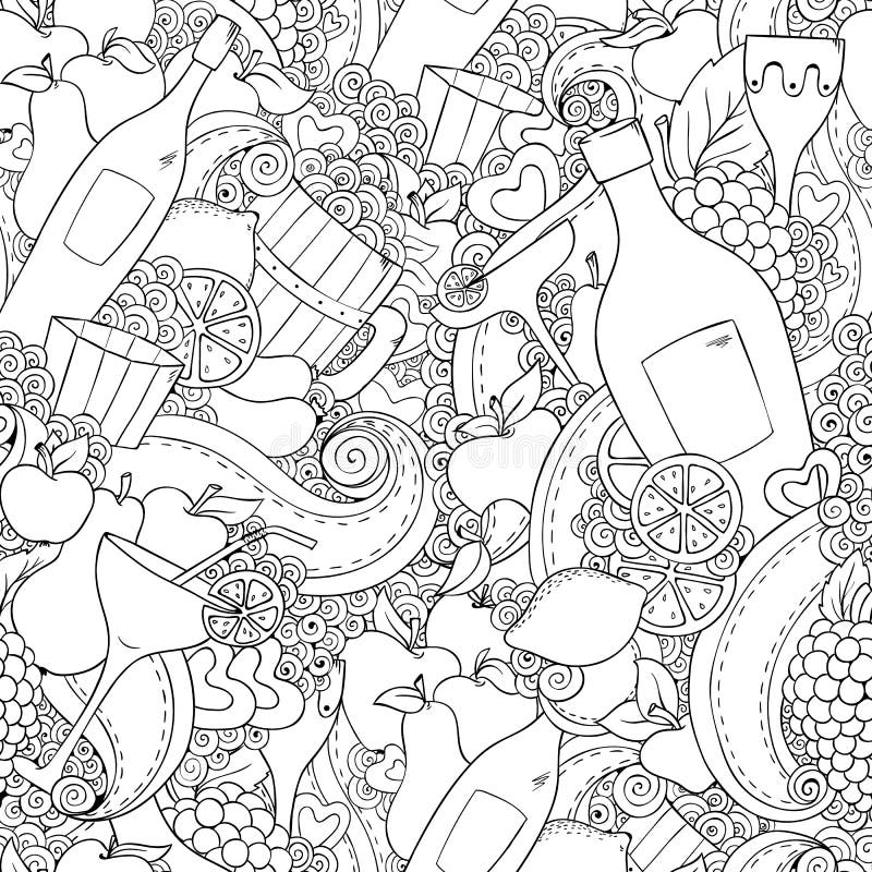 Fundo contínuo de vinho e cocktail ilustração do vetor