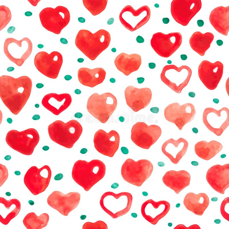Fundo sem emenda dos corações da aquarela teste padrão Cor-de-rosa-vermelho do coração da aquarela ilustração stock Fundo sem emenda dos corações da aquarela teste padrão Cor-de-rosa-vermelho do coração da aquarela ilustração stock