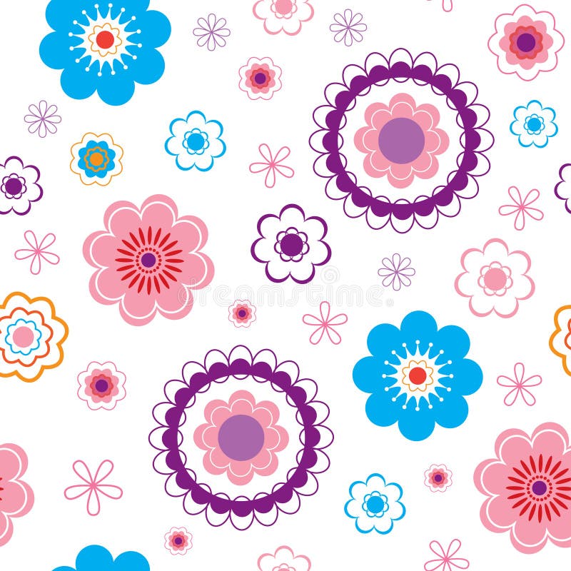Fundo floral divertido e contínuo ilustração stock