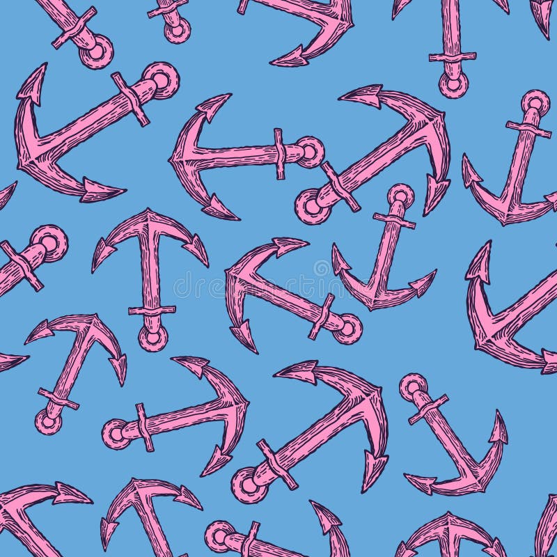 Fundo sem emenda tirado m?o do teste padr?o da ?ncora do vintage Vetor ilustração do vetor Fundo sem emenda tirado m?o do teste padr?o da ?ncora do vintage Vetor ilustração do vetor