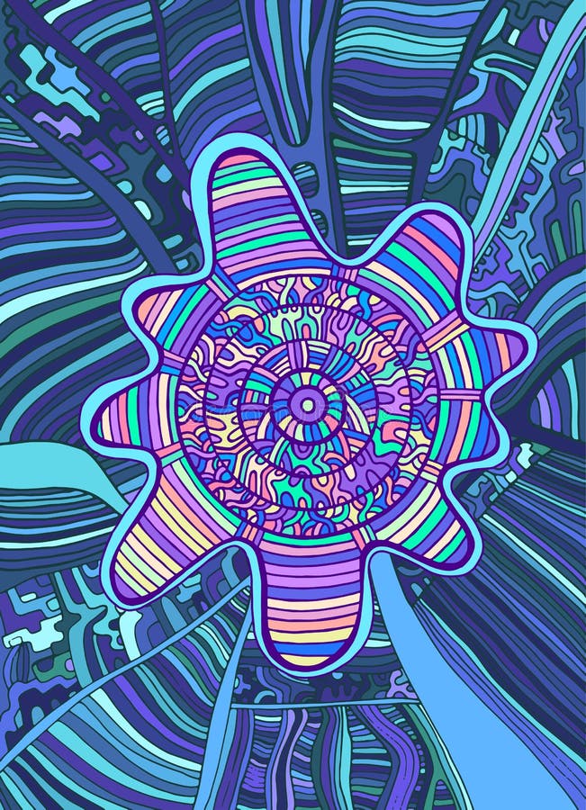 Fundo surreal colorido psicadélico da garatuja Fantasia abstrata ilustração royalty free Fundo surreal colorido psicadélico da garatuja Fantasia abstrata ilustração royalty free
