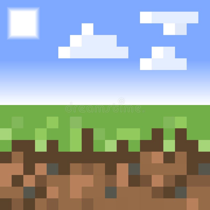 Fundo Terrestre Do Estilo Pixel Minecraft. Conceito De Fundo Horizontal  Pixelado De Jogo Com Nuvem Solar Azul Ilustração do Vetor - Ilustração de  nuvem, creativo: 221842908