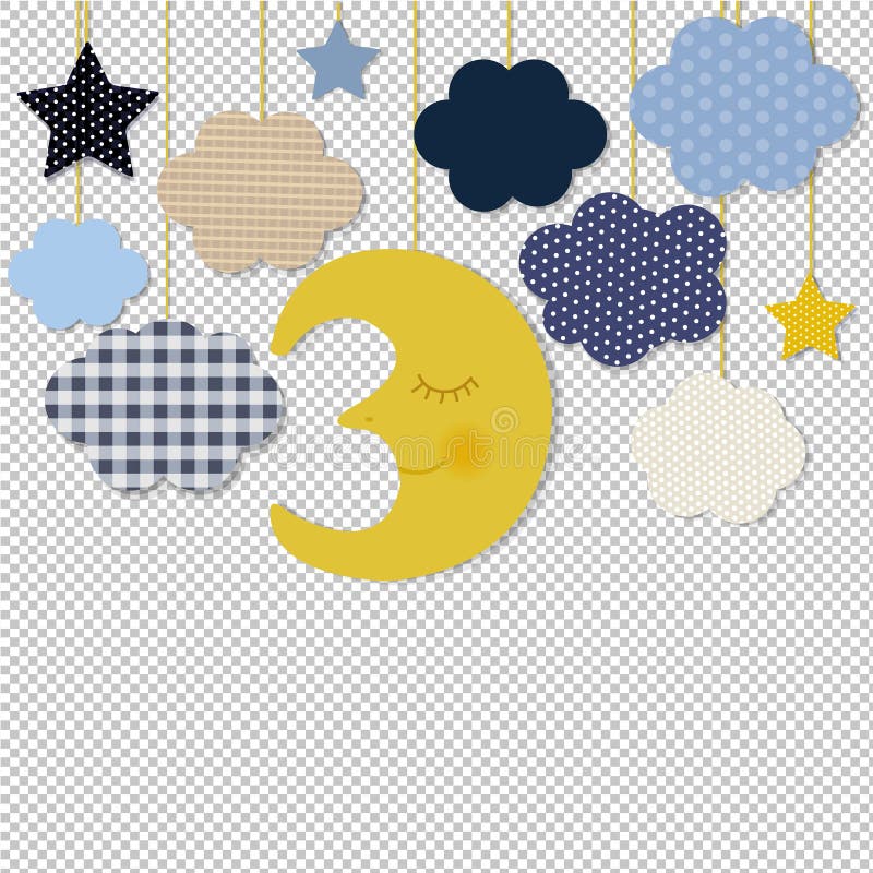 Fundo transparente da lua e das estrelas ilustração stock