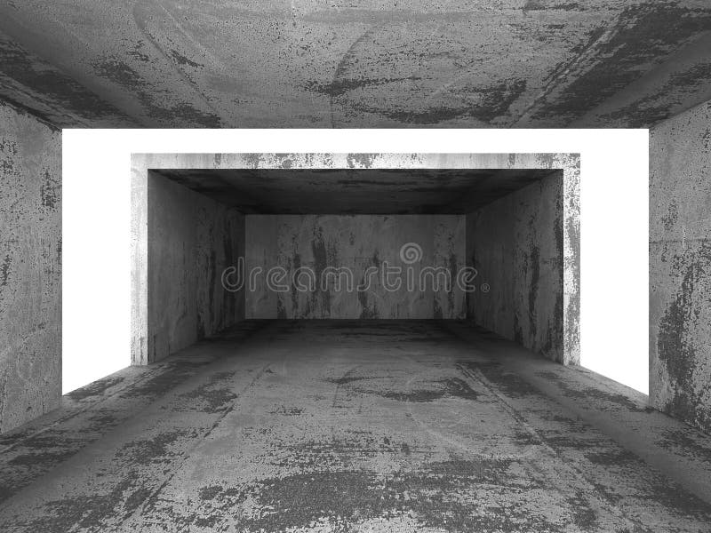 Dark concrete empty urban room interior background. 3d render illustration. Dark concrete empty urban room interior background. 3d render illustration