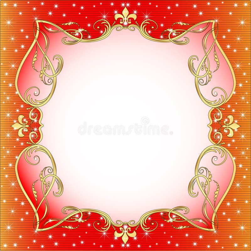 Fundo vermelho com dourado, um ornamento ilustração do vetor
