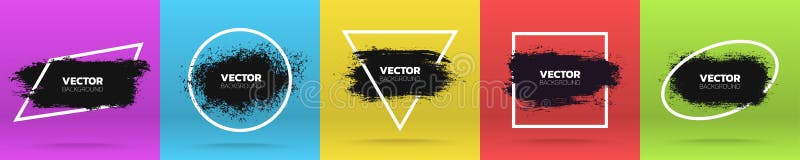 Fundos do Grunge ajustados Escove o curso preto da tinta da pintura sobre o vário quadro Ilustração do vetor ilustração stock Fundos do Grunge ajustados Escove o curso preto da tinta da pintura sobre o vário quadro Ilustração do vetor ilustração stock