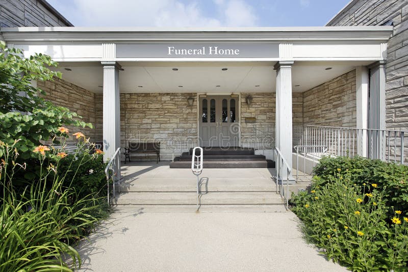 Funeral home with stone entry