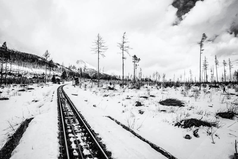 Funicular railway at High Tatras in Slovakia, colorless